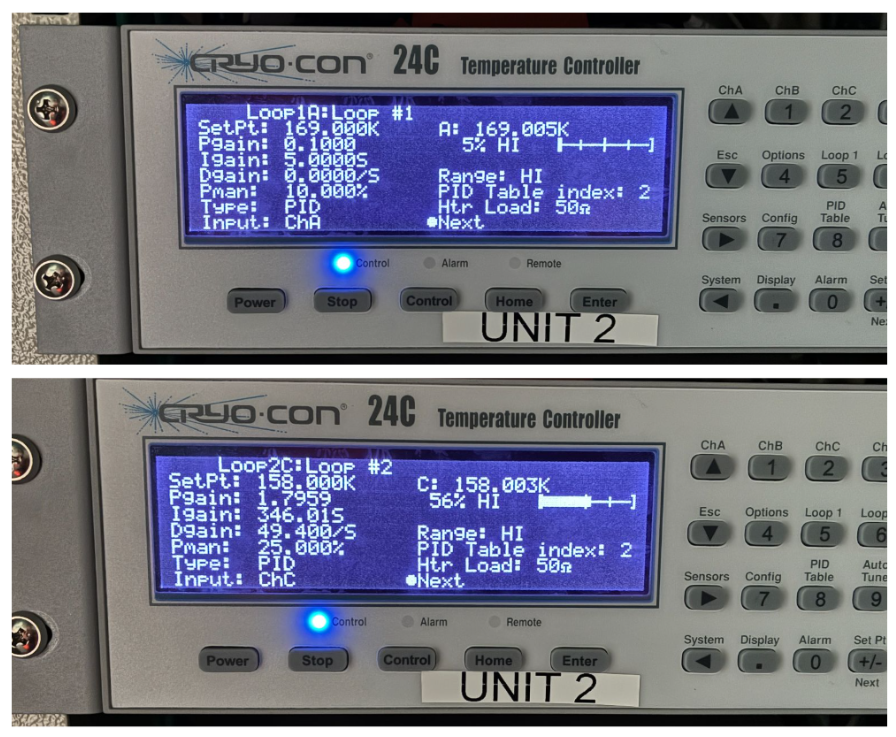 Cryogenic settings for loop 1